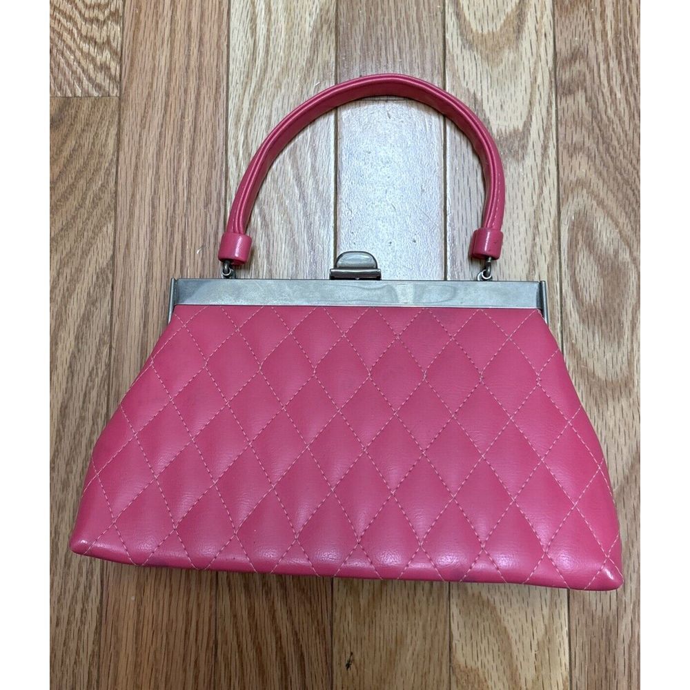 Small Top Handle Diamond Quilted Barbie Pink Fuchsia Mini bag